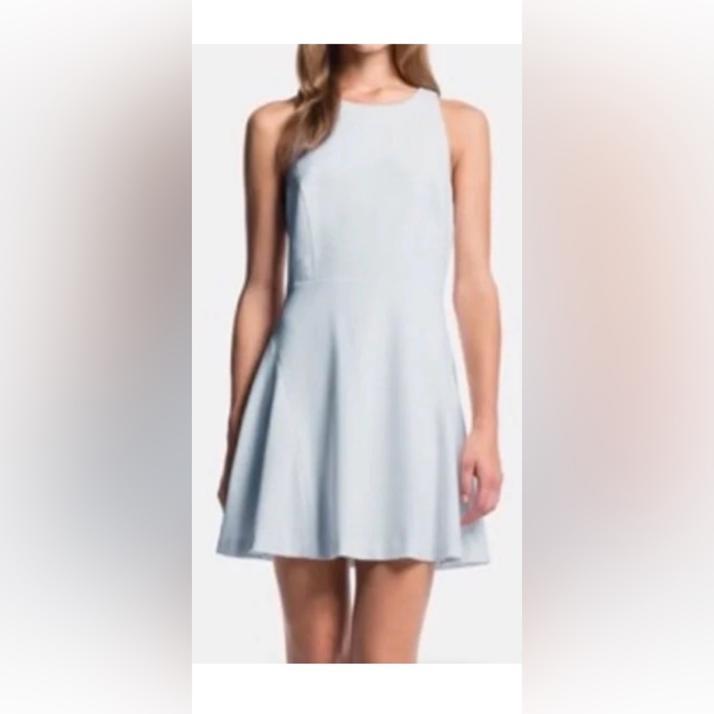 1. State light blue  Sleeveless Halter Mini Dress S